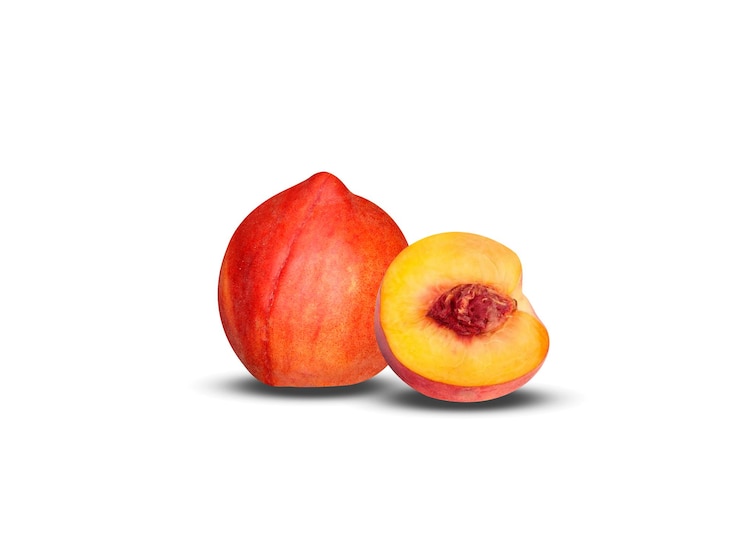 Foto pfirsich ist eine essbare saftige frucht mit verschiedenen eigenschaften, die meisten werden pfirsich und andere genannt.