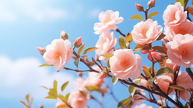 Foto pfirsichblüte im frühlingssonnenlicht