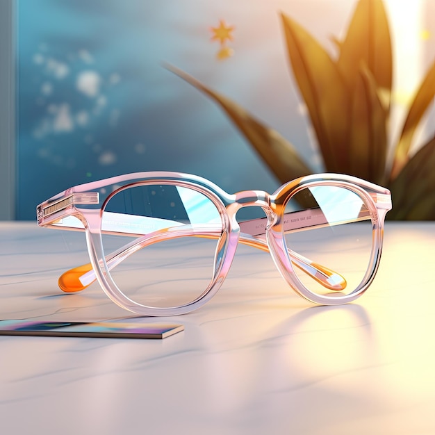 Pfirsichbrille mit Blumenpflanze