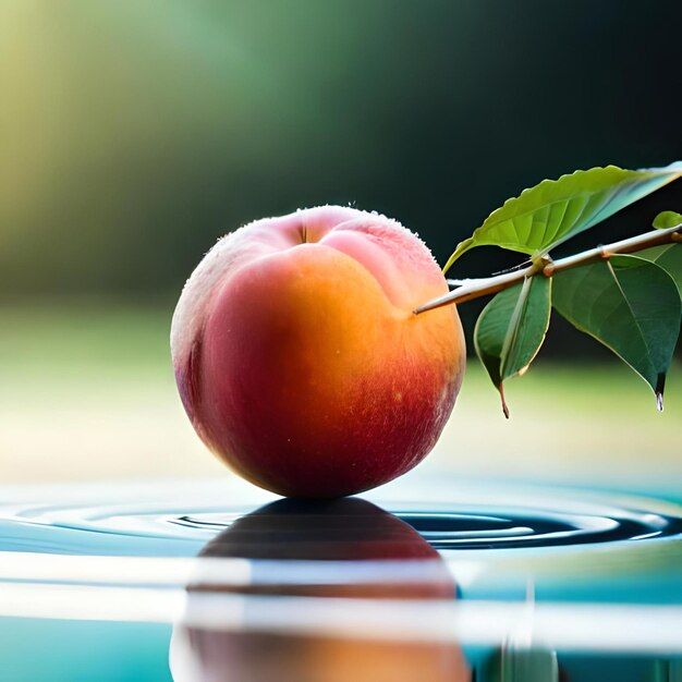 Pfirsichfrüchte zusammen mit Wassertropfen auf dem Tisch