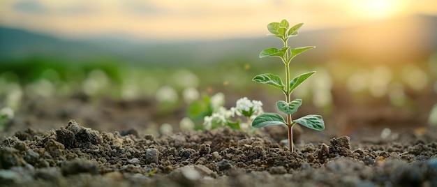 Pflanzen, die in trockenen Böden gedeihen, spielen eine Schlüsselrolle bei der Absorption von CO für die ökologische Wiederherstellung Konzept Ökologische Restaurierung Trockene Böden Pflanzen CO2-Absorption