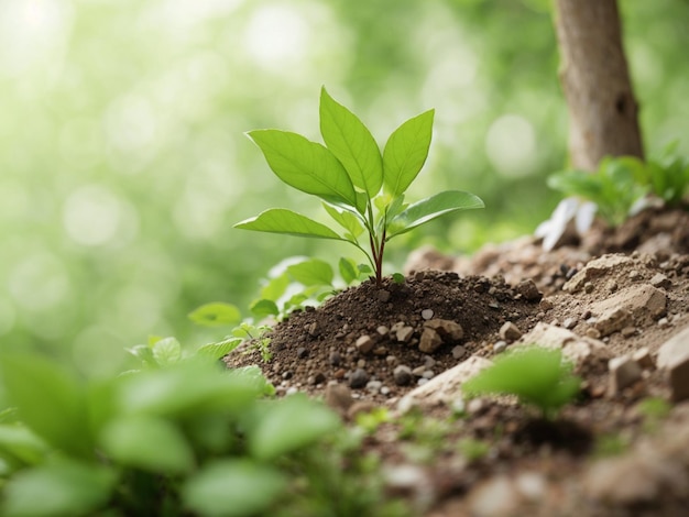 Pflanzen Sie Baum im neutralen Hintergrund Nahaufnahme der frischen grünen Pflanze