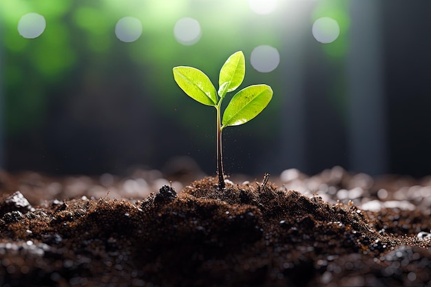 Pflanzen Sie einen Baum im neutralen Hintergrund. Nahaufnahme der generativen KI frischer grüner Pflanzen