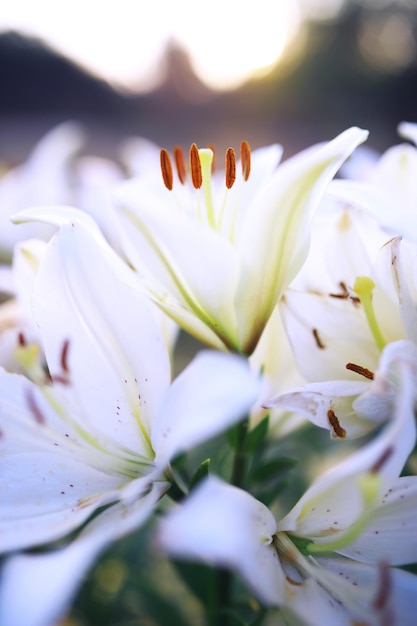 Pflanzen und Blumen Makro Detail der Blütenblätter und Blätter bei Sonnenuntergang Natürlicher Naturhintergrund