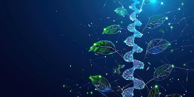 Foto pflanzensprouten-biotechnologie pflanzenstiele mit dna-genome-engineering-vitamin