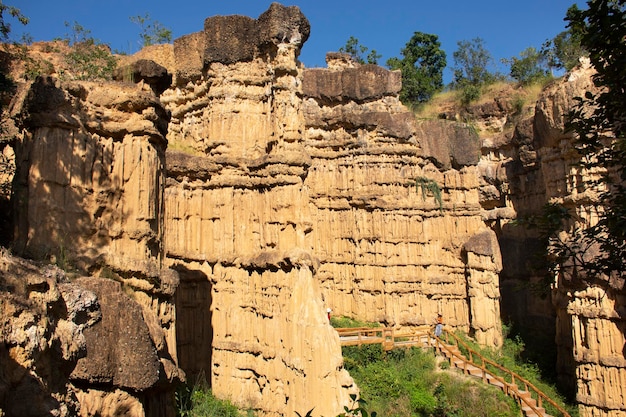 Pha Chor Canyon Klippen im wilden Dschungelwald des Mae Wang Nationalparks für Thais und ausländische Reisende reisen besuchen und trekking wandern auf dem nachlaufenden Naturpark bei Doi Lo in Chiang Mai Thailand