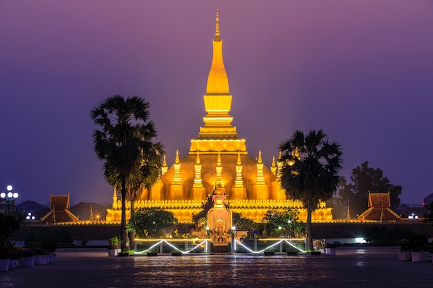 Pha That Luang, ein goldenes buddhistisches stupa Wahrzeichen von Vientiane, Laos PDR.