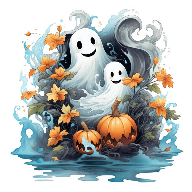 Phantom-Geist-Halloween-Illustration Monster gruseliger Horror isolierter Vektor-Clipart süß