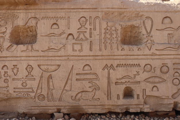 pharaonische Wandschnitzereien im alten ägyptischen Tempel von Kom Ombo