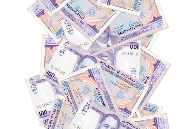 Philippinische Peso-Rechnungen auf einem weißen Hintergrund