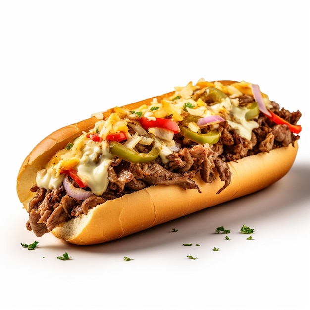 Philly Cheesesteak mit weißem Hintergrund von hoher Qualität