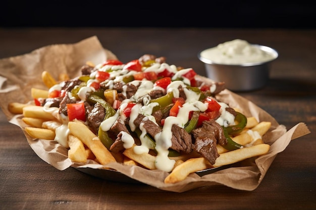 Philly Street isst leckeres Cheesesteak Freude auf weißem Hintergrund köstliches Essen