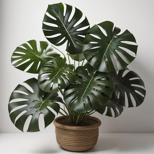 Foto philodendron monstera, también conocido como philodendron