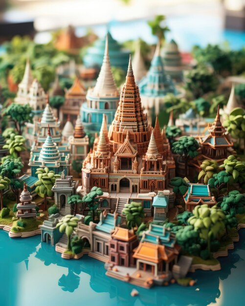 Foto phnom penh camboya con artesanía 3d y fondo aislado