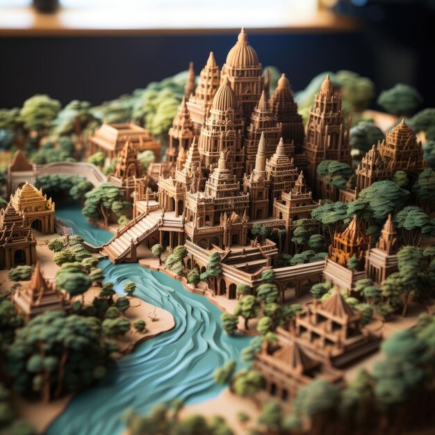 Foto phnom penh camboya con artesanía 3d y fondo aislado