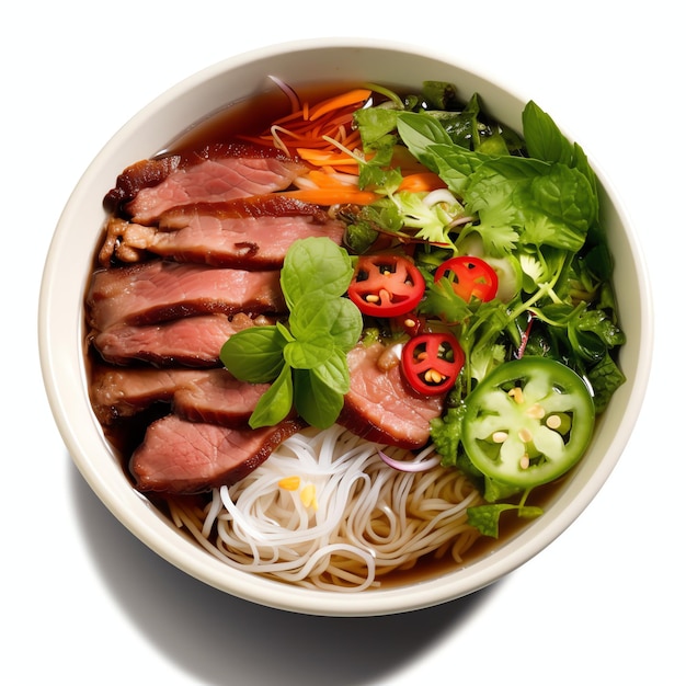 Pho Bo vietnamesische Suppe mit Rindfleisch und Limette, asiatische Küche, nationale Küche