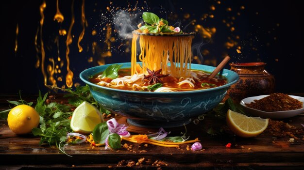 Foto pho es un plato de sopa vietnamita