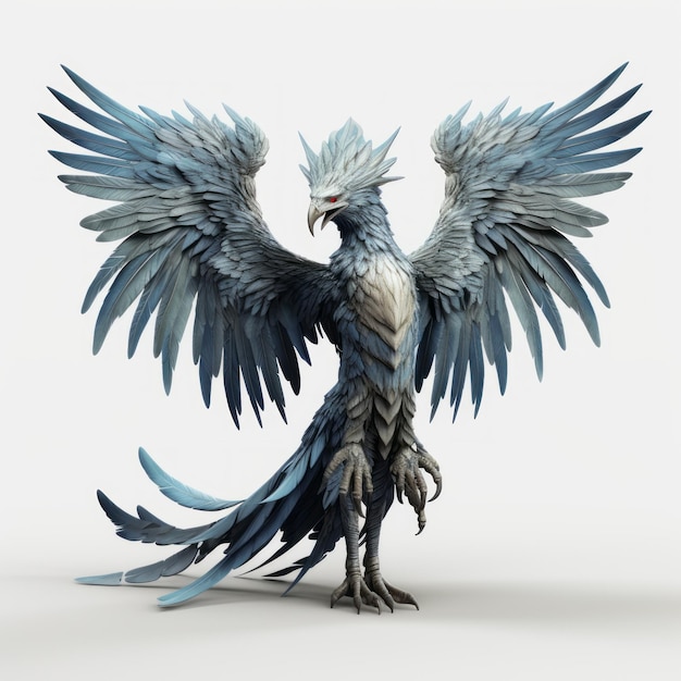Phoenix Render Azul y Blanco 3D Renderizado en el estilo de Karol Bak