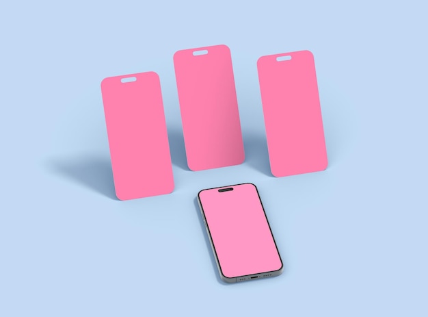 Foto phone 14 pro mockup e algumas telas separadas conceito de aplicativo ui ux flutuante renderização 3d