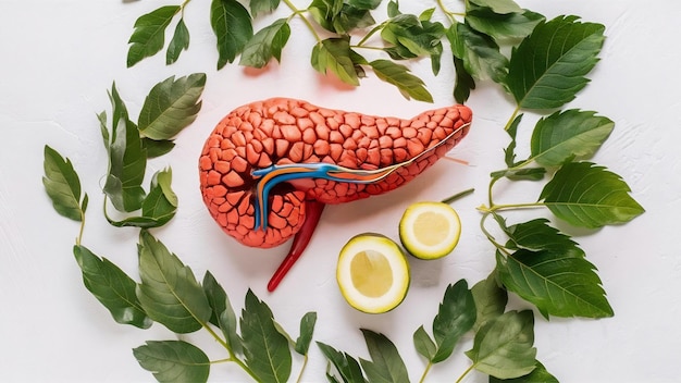 Foto photo of a pancreas mockup on a white background for your design