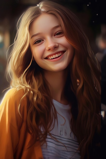 photorealistic visualmente atractivo sonriente adolescente