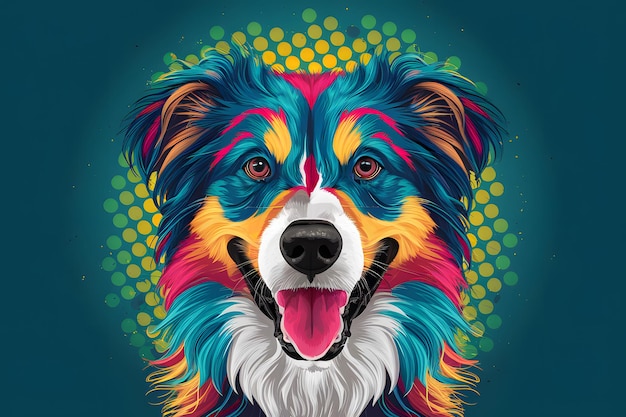 PhotoStock Arte canino colorido Ilustración gráfica estilizada captura la esencia de los perros