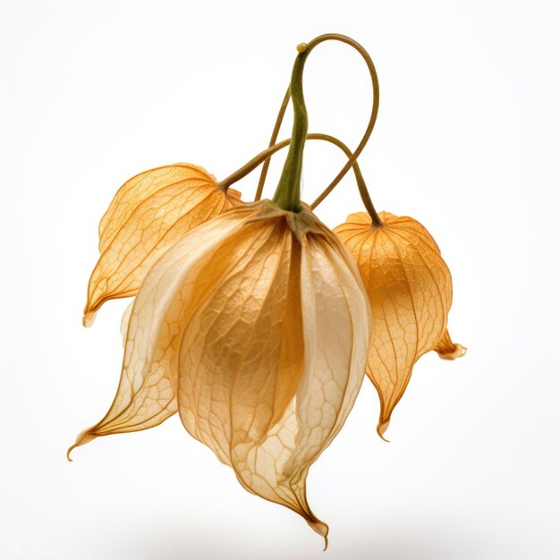 Physalis Chinesische Laterne getrocknete Blume isoliert auf weißem Hintergrund Generative KI