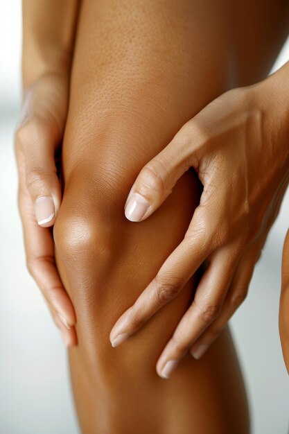 Foto physiotherapeut beurteilt das knie des patienten aufmerksam für einen maßgeschneiderten physiotherapie-behandlungsplan