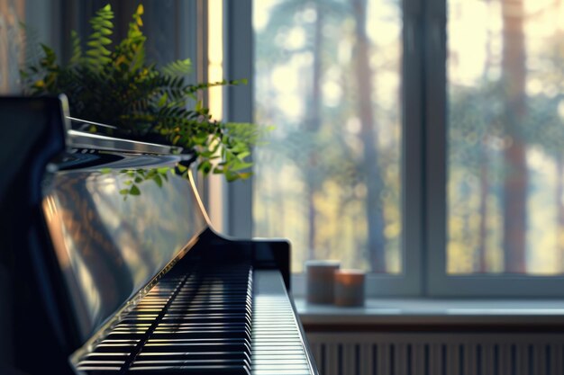 Foto el pianista repite en la sala de música antes de una actuación exitosa