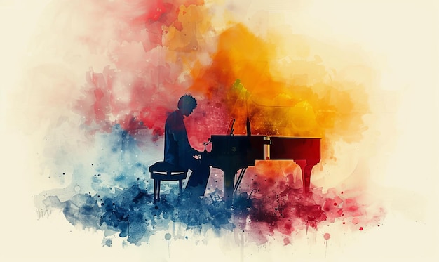 Foto piano aquarela minimalista