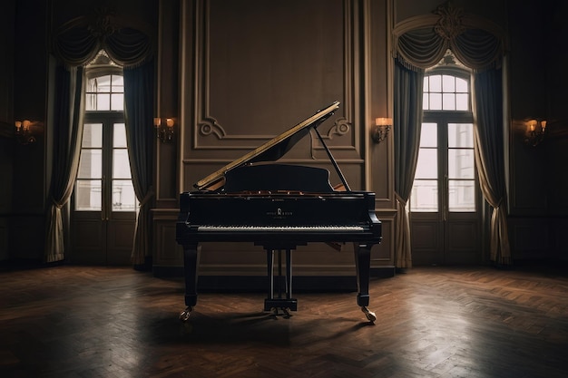 Piano de cola clásico en una habitación elegante