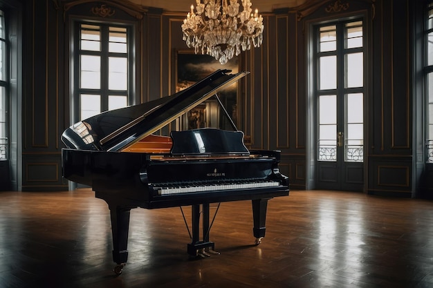 Foto piano de cola clásico en una habitación elegante