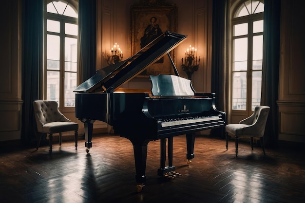 Foto piano de cola clásico en una habitación elegante