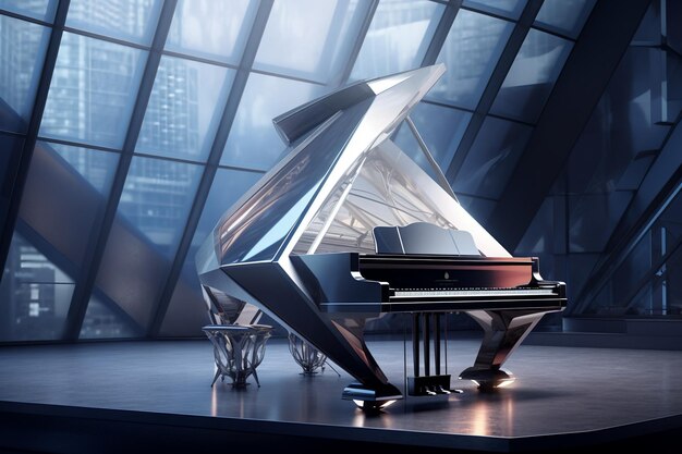 el piano de cola triangular futurista