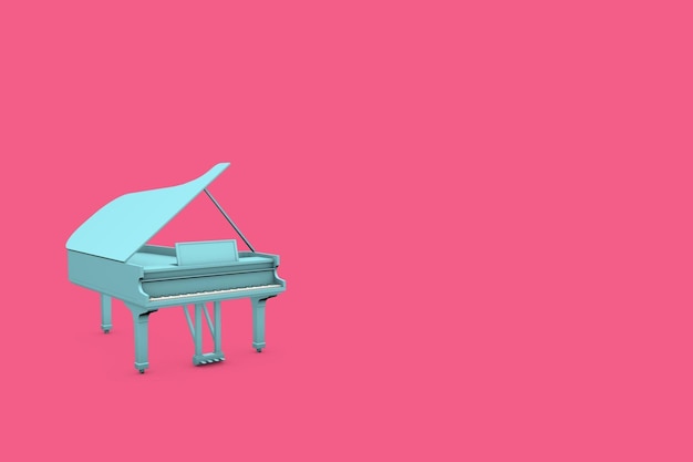 Piano de Cauda Turquesa 3D Sobre Fundo Rosa