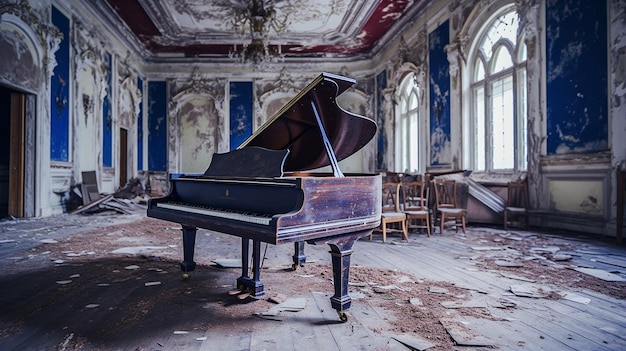 Un piano en una habitación con la palabra piano al frente.