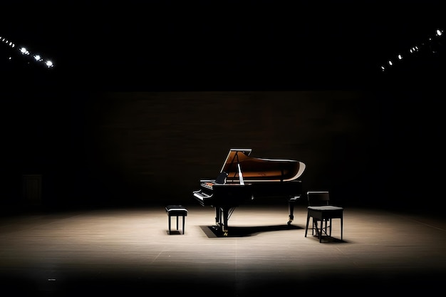 Piano y humo en el escenario, red neuronal generada por IA