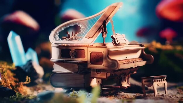 Foto piano mágico mecânico selfplaying caixa de música kit de blocos de construção brinquedos 3d quebra-cabeça de madeira