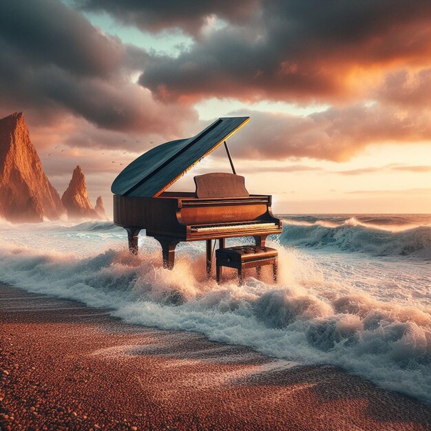 un piano en la playa