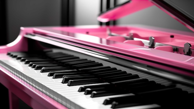 Piano preto e branco cor brilhante rosa caso fundo desfocado Gerar AI