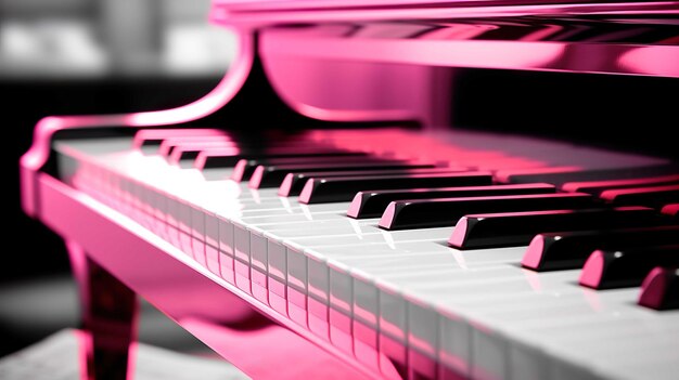 Piano preto e branco cor brilhante rosa caso fundo desfocado Gerar AI