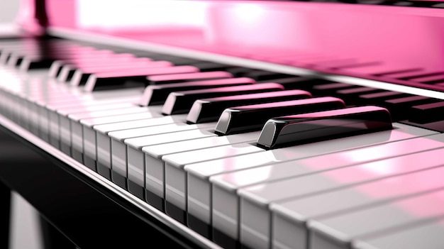 Piano preto e branco cor brilhante rosa caso fundo desfocado Gerar AI