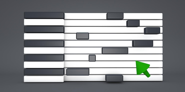 Foto piano roll 3d ilustración producción de música electrónica 3d render imagen