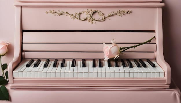 Foto un piano rosa con un diseño floral dorado en la parte superior