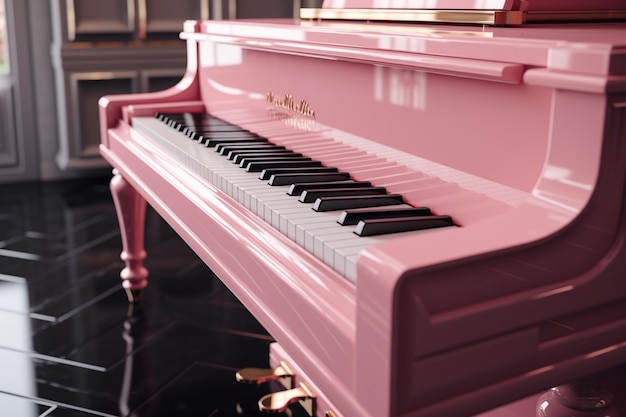 Un piano rosa con la palabra "piano" en la parte superior.