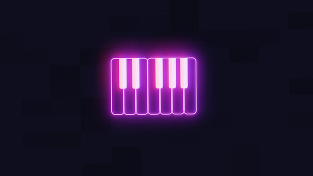 Piano uma oitava key neon image conceito de música e clube 3d rendering image