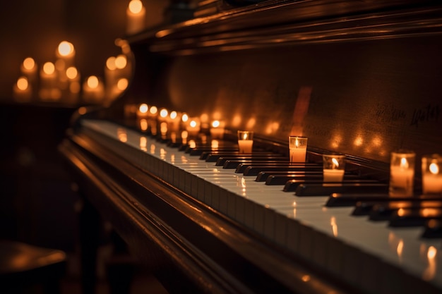 Un piano con velas encendidas