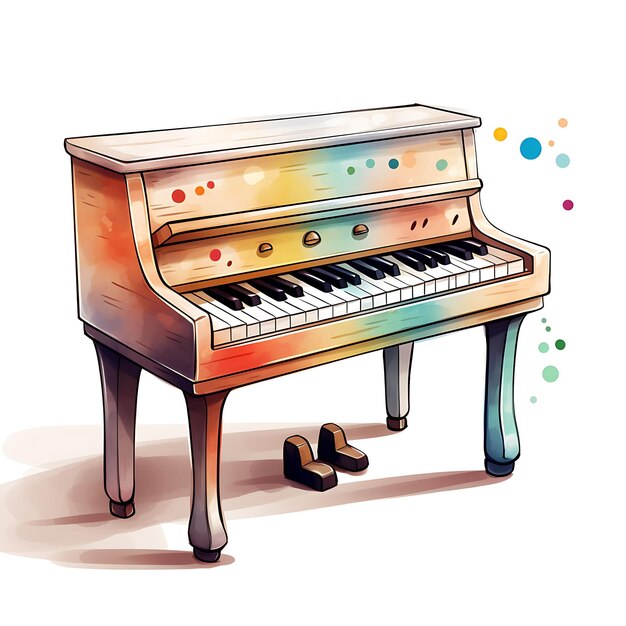 Foto pianos de juguete de colores, madera, negro o blanco, teclas de trabajo de pequeño tamaño, pintura, diseño de ideas conceptuales creativas