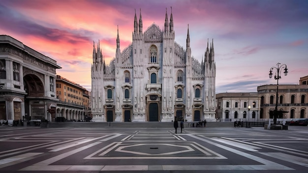 Piazza de Milão com vista para o Duomo de Milão, na Itália