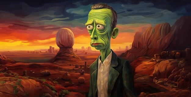 Pickle Rick als Vincent van Goghs Malstil